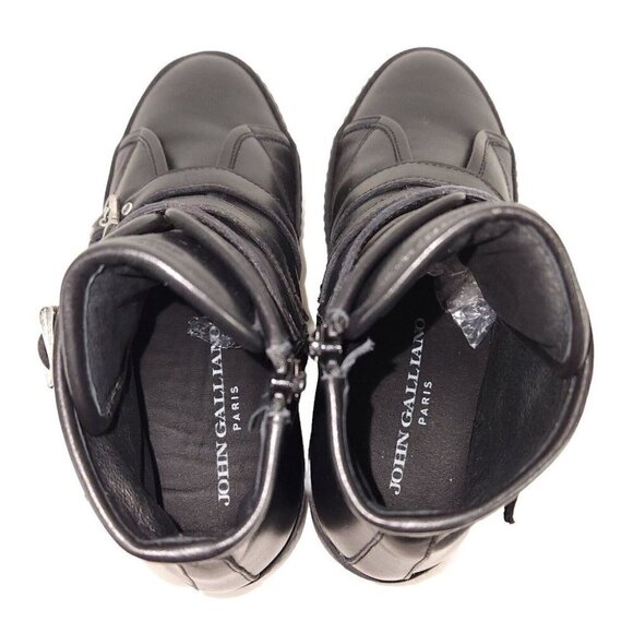 John Galliano Paris Three Buckle Leather Ankle Boots 35 5 Black New - Picture 7 of 9